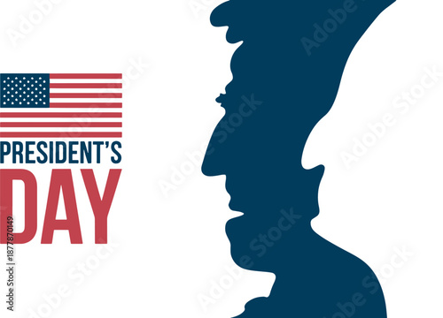 Happy Presidents Day Banner with George Washington and Lincoln Silhouette