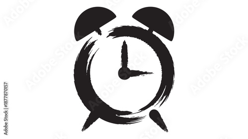 A black alarm clock with visible hour and minute hands, symbolizing time and urgency, depicted in a simple illustration style