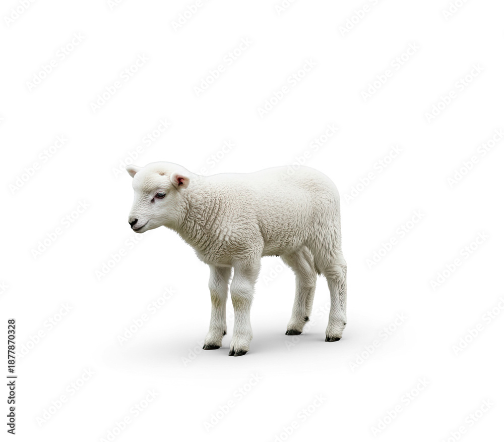 Fototapeta premium A lamb standing on a png transparent.