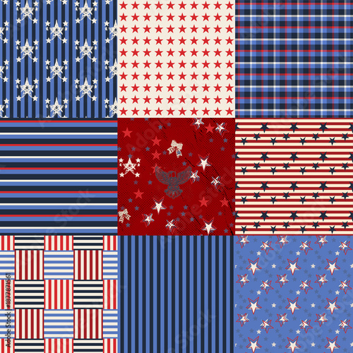 USA Patriot Patchwork Quilt Seamless Repeat