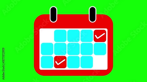 Project Management and Task Tracking on a Calendar on Chroma Key or green sreen.