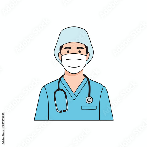 Smiling Medical Professional in Blue Scrubs