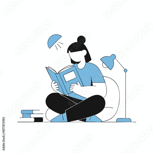 Woman Relaxing with a Book in a Cozy Environment