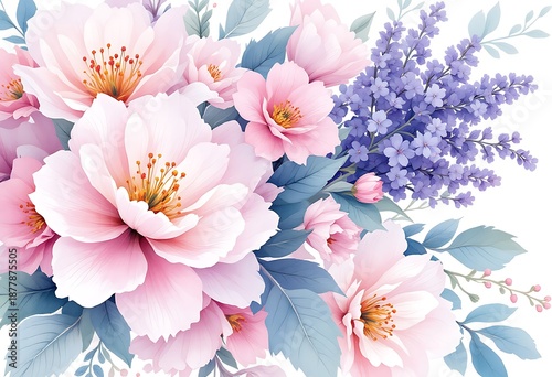 Bouquet of flowers with pink and blue flowers
