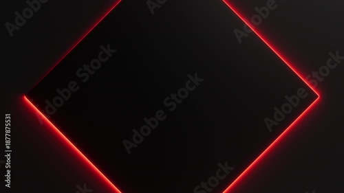 Wallpaper Mural Red neon light is moving around black rhombus frame on dark background. Seamless border cycling glow animation Torontodigital.ca