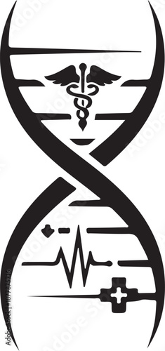 Medical symbol combined with hourglass shape and medical elements isolated on transparent background