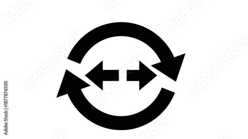 Black Circular Arrows Refresh Icon Symbol.