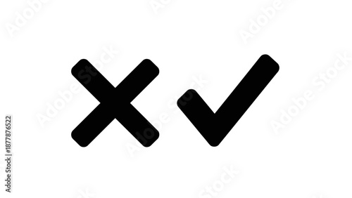 Black Cross and Check Mark Symbols.