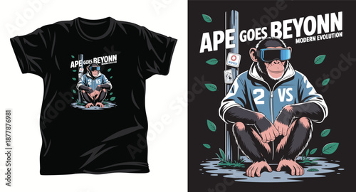 Monkey graphic vector t shirt design Print.