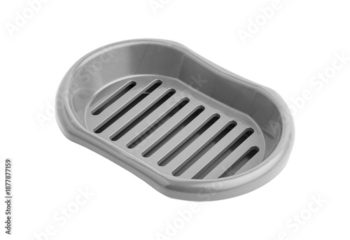 Fotografie Practical Grey Plastic Soap Dish with Drainage Slots
