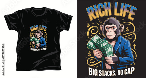 Monkey graphic vector t shirt design Print.