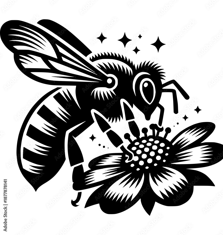 Fototapeta premium Honey bee sucking hoeny 