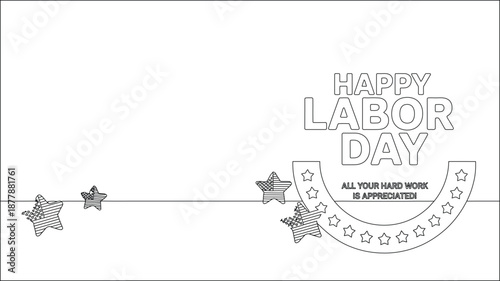 Labor Day celebration message outline with patriotic stars graphic