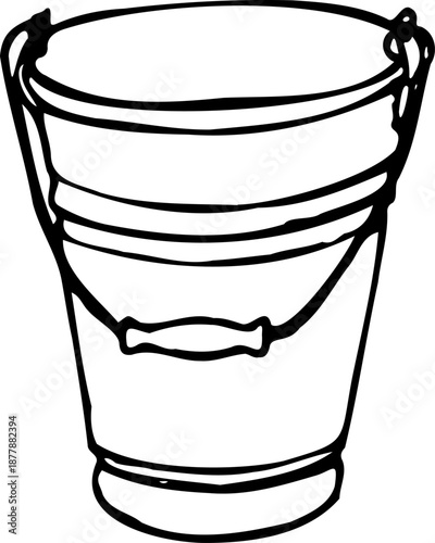 Vector illustration of a line bucket isolated on a white background.