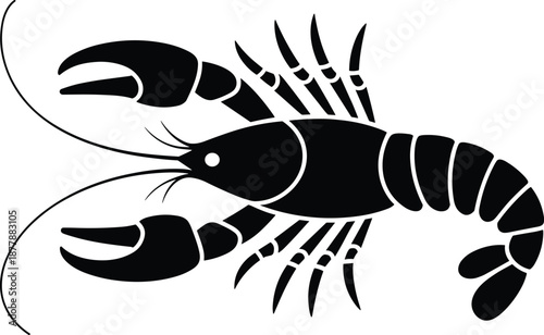 Simple black crawfish seafood vector illustration on white background crustacean animal graphic design element aquatic wildlife drawing for restaurant menu logo icon food market advertising poster des