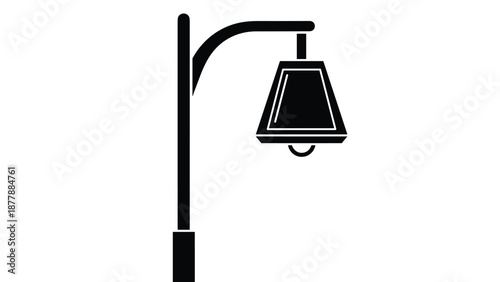 Modern black silhouette icon of a street light on a pole, providing illumination for roads, parks, and public spaces at night.