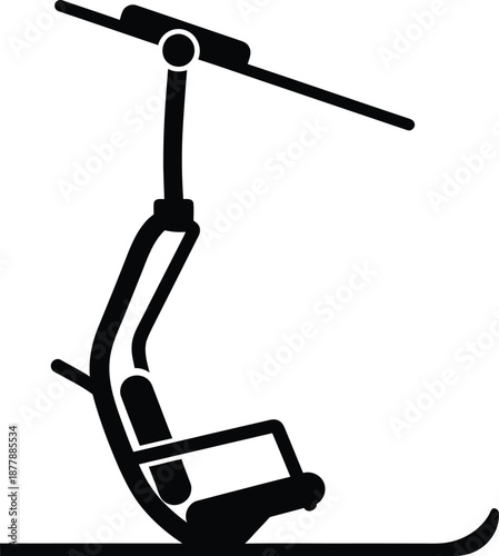 Simple Mountain Lifestyle Chairlift Silhouette Art