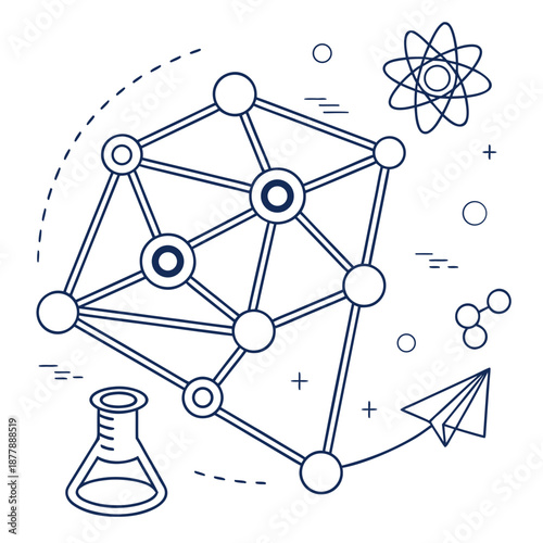 Advanced Material Cross Linking Concept Showing Interconnected Polymer Chains for Strength and Stability