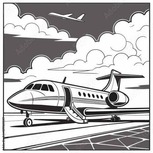 Private jet on runway