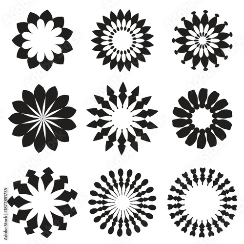 A collection of flower icon designs
