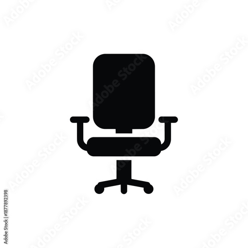 Modern office chair icon with ergonomic design on white background for business and workspace concepts