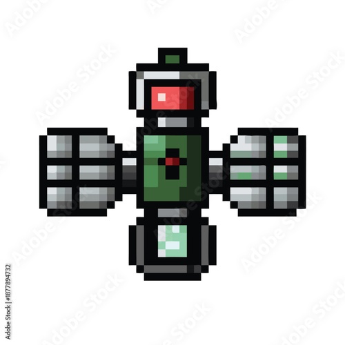 Pixel Art Space Satellite Station Top Down Game Asset