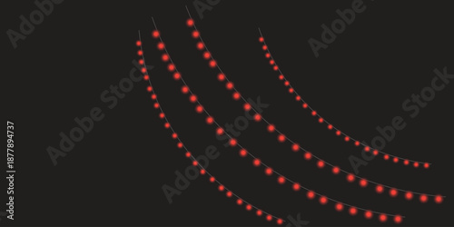 Abstract depiction of multiple strands of beads on a dark background
