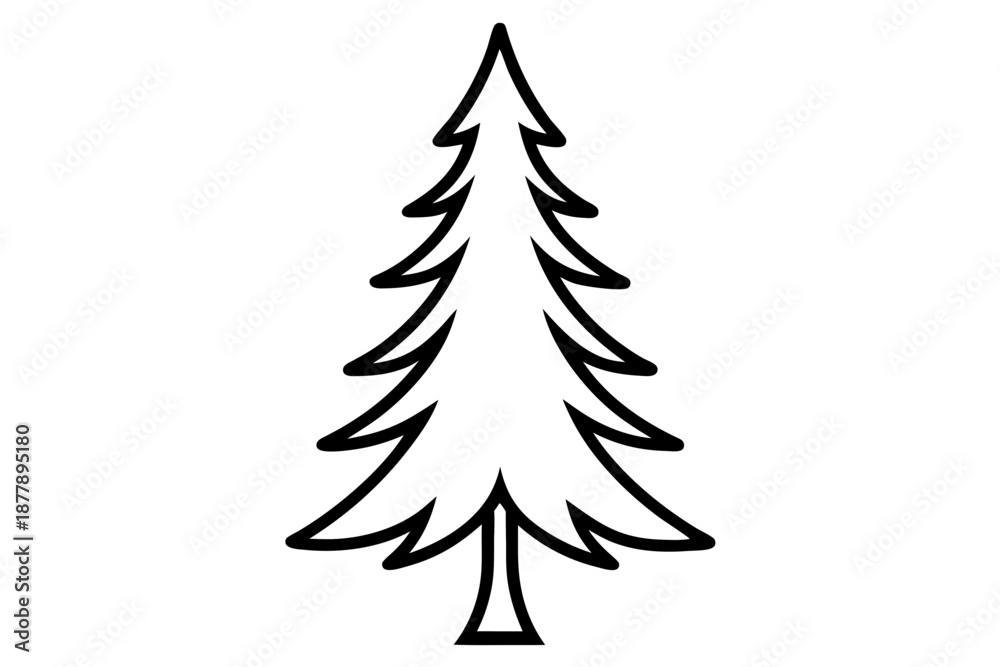 Obraz premium Outlined Pine Tree Silhouette Icon for Winter, Forest, and Nature Design