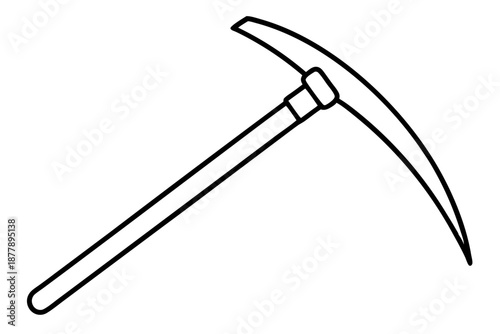 Outlined Pickaxe in Angled View – Construction Tool Line Icon