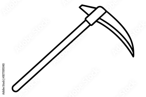 Outlined Pickaxe in Angled View – Construction Tool Line Icon