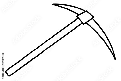 Outlined Pickaxe in Angled View – Construction Tool Line Icon