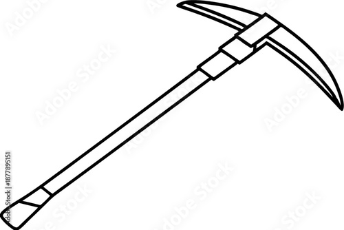 Outlined Pickaxe in Angled View – Construction Tool Line Icon