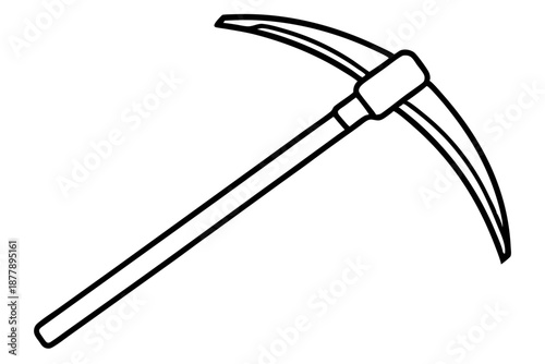 Outlined Pickaxe in Angled View – Construction Tool Line Icon
