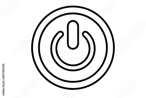 Outlined Power Button Icon – Minimal Line Art On Off Symbol for Digital Startups