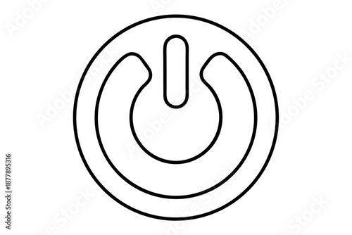 Outlined Power Button Icon – Minimal Line Art On Off Symbol for Digital Startups