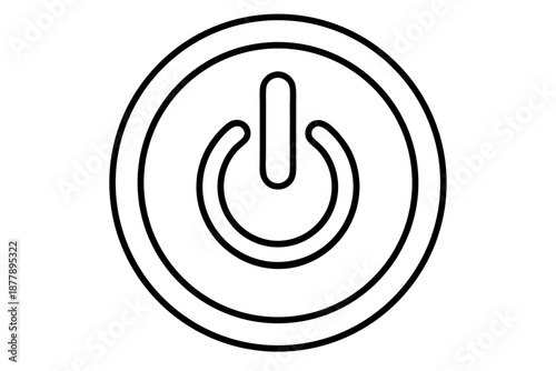 Outlined Power Button Icon – Minimal Line Art On Off Symbol for Digital Startups