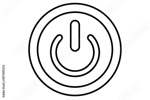Outlined Power Button Icon – Minimal Line Art On Off Symbol for Digital Startups