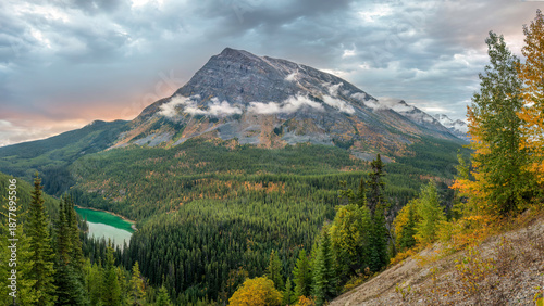 Sunrise at the trailhead for Arnica Lake Trail - Banff National Park