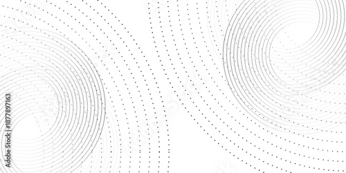 Abstract white background with black circle rings. Digital future technology concept. element modern art