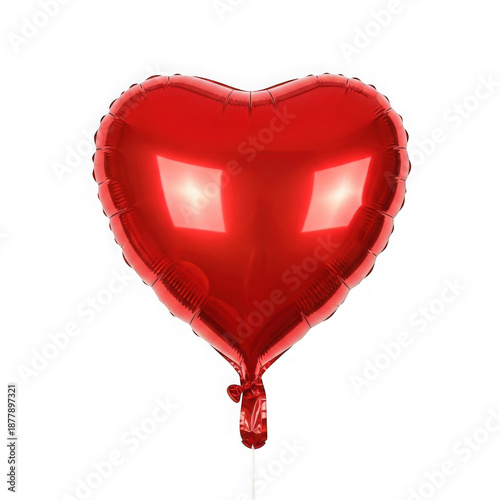 Red heart shaped balloon isolated on transparent background