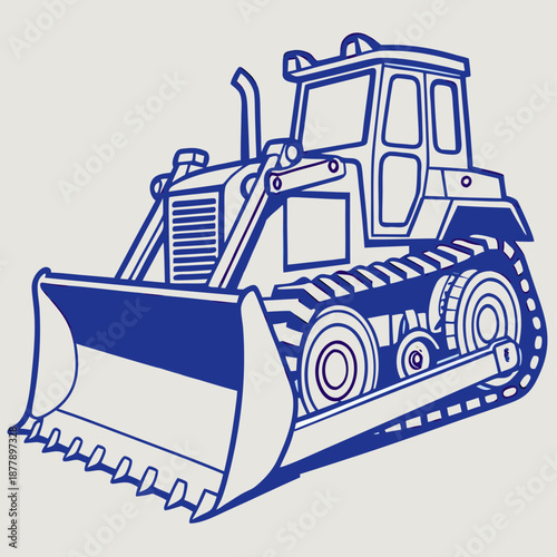 Blue construction bulldozer illustration