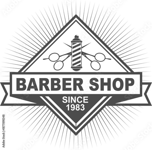 Barber Shop Logo Straight Razor Vintage Badge