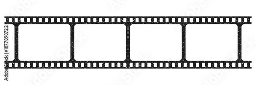 Minimal old Film strip reel icon. Cinema or movie roll with frame. Video or movie filmstrip overlay, cinema or photograph camera long film strip vector stock illustration