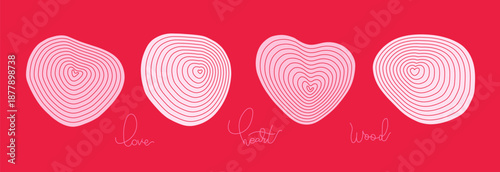 Distorted blob shape set in form of heart. Romantic geometric doodle minimalistic collection. Wavy curve. Vector simple design isolated. Valentine s day clipart.