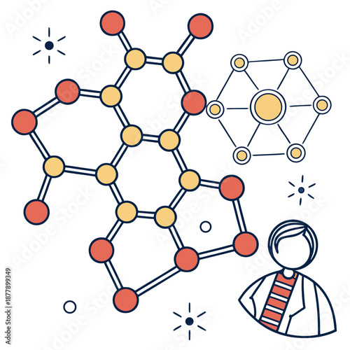 Interconnected molecular structure visualization, representing complex chemical bonds and advanced scientific understanding.