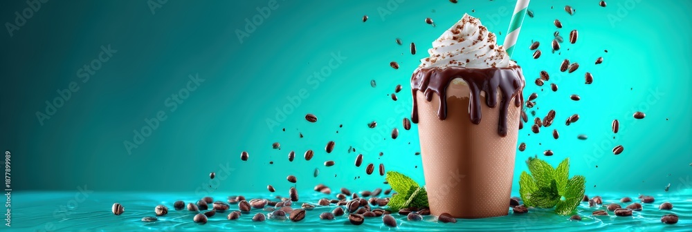 custom made wallpaper toronto digitalDelicious Iced Coffee Milkshake with Whipped Cream and Coffee Beans