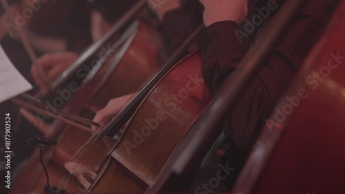 Close-Up of Cellist Playing Cello During Concert, Slog3