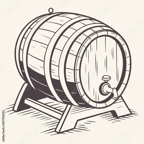 Wooden barrel on stand