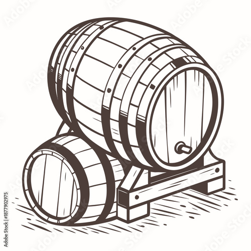 Wooden barrels illustration