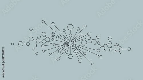 Molecular Structure Diagram on Gray Background.